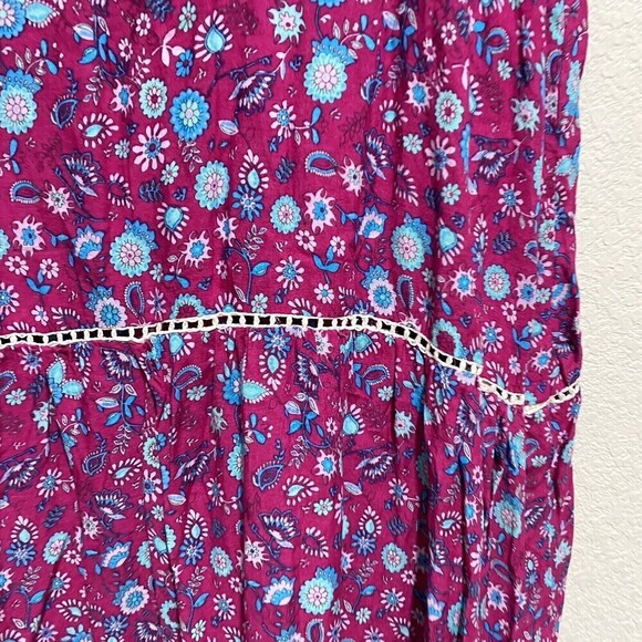 Aura Boho Gypsy Peasant Flowy High Low Maxi Dress Multicolor Size Medium - Picture 15 of 15